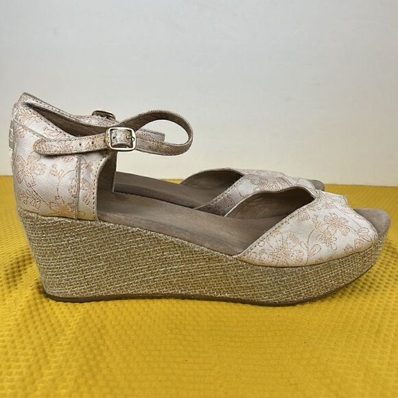 Toms Floral Jacquard Peep Toe Wedge Heels 8.5 - Picture 5 of 10